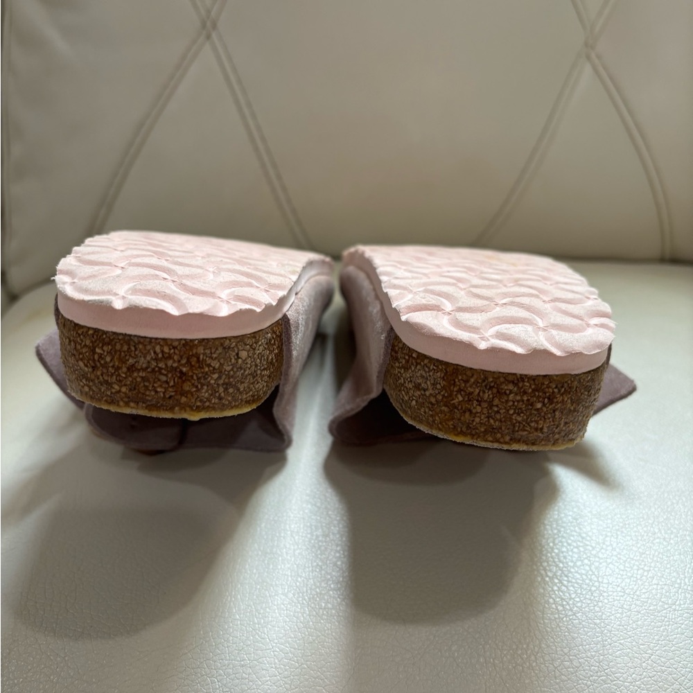 Pink Birkenstock Arizona Sandals Rose Gold Buckles Pink Soles & Footbed Size 39 - Picture 3 of 13